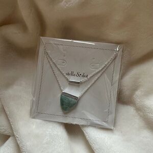 Upside down Triangle stone layered necklace